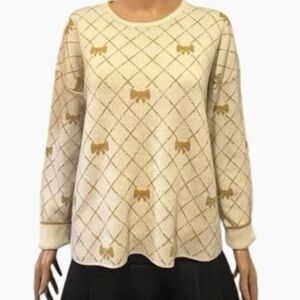 Bella Jane / NWT/ Size XL/ Woman's Elegant Cream And Gold Sweater.